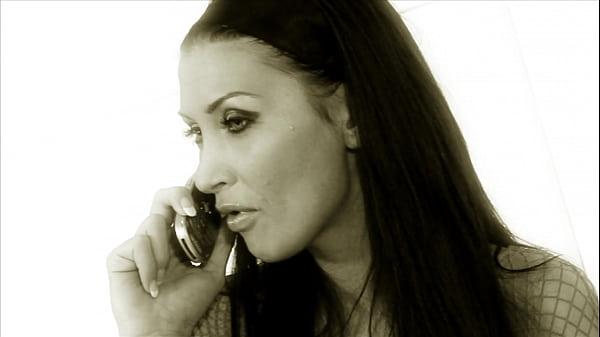 Horny brunette with big boobs and a food fetish, Lisa Rose, wearing a provocative fishnet...