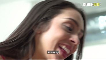 Bearded Muscle Stud Feeds His Cock to a Slim Brunette on Her Knees
