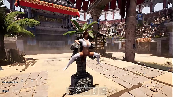 Lara Croft found an ancient totem in front of which she spread her legs and quickly came.