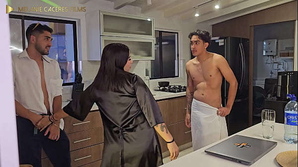 BBW stepmother receives double penetration for the first time from her two young stepsons