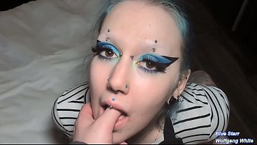 Kinky Alternative Barista Girl Satisfies The Customer With Her Mouth - POV Roleplay with Blue Starr