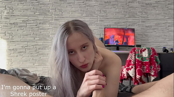 Sex after a shower with a young wife. Pussy or cartoon?