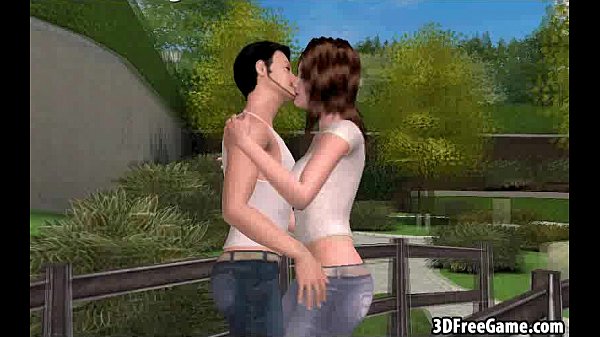 Here is a sexy 3D brunette babe who is getting fucked outdoors