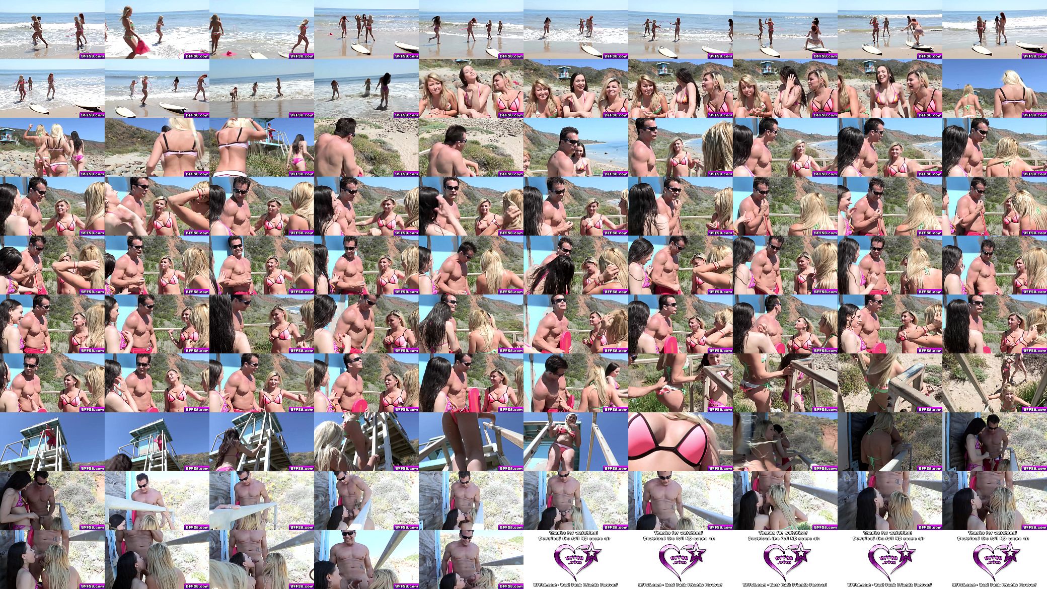 Horny teens flirts with the lifeguard and suck his cock! 预览图