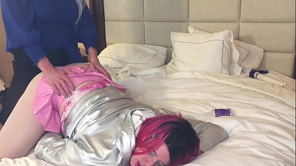 Beautiful Crossdresser in Crotch Ripped Yoga Pants Fucks Trans Woman