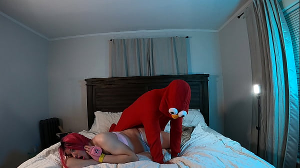Elmo Fucks Trans Woman in Chastity