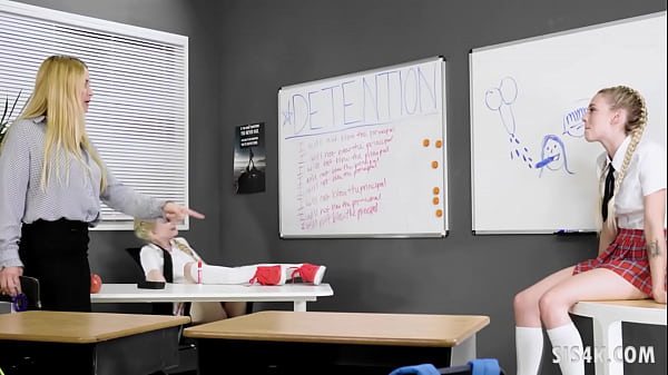 Detention turns into lesbian threesome with Sarah Vandella, Lily Larimar and Emma Starletto
