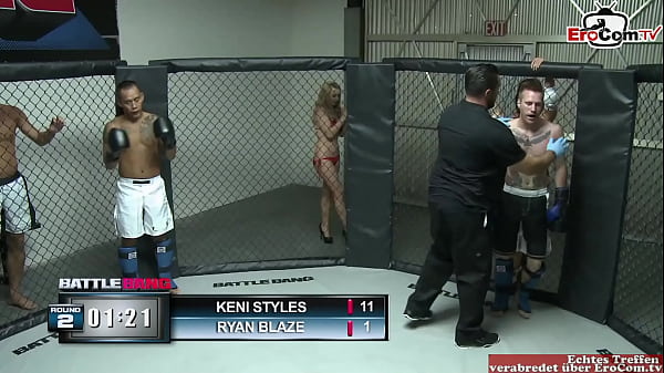 Blonde slut with natural tits fucks the boxing winner