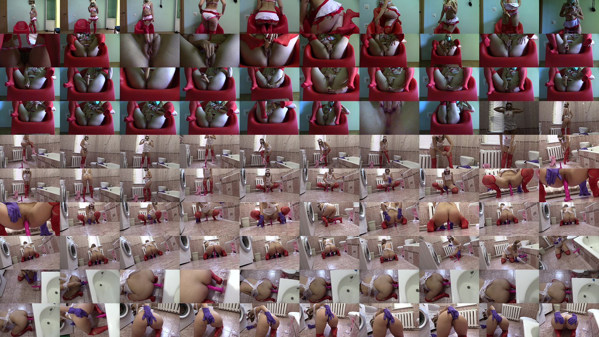 Sexy nurse with a dildo fucks hairy pussy and anal. Amateur role play with medical fetish and juicy PAWG. 预览图