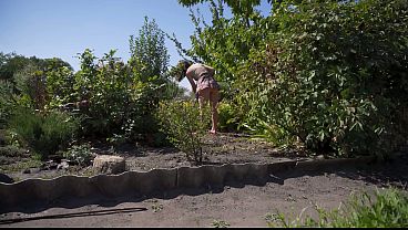 Spying On Hot Neighbor Working In Garden Upskirt Voyeur