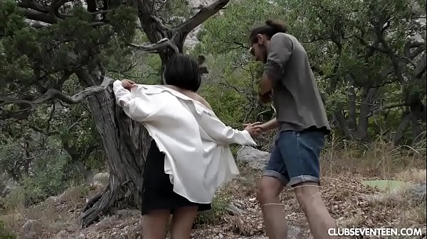 Starved Hippie Eats Nina Ole's Hairy Pussy in Nature