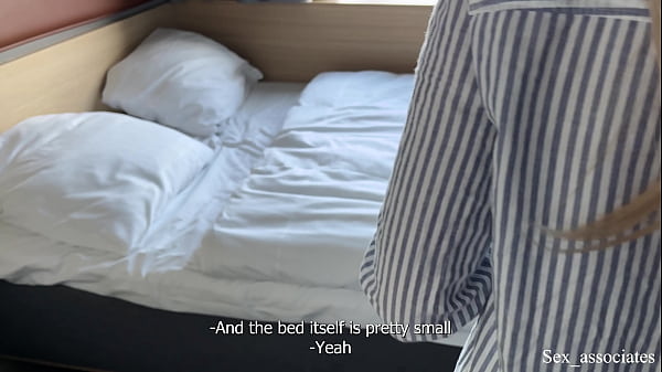 "Sharing is caring". Stepmother shares the hotel bed and her ass with a stepson