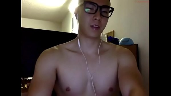 Download Video - Horny Glasses Asian Cums in Bathroom