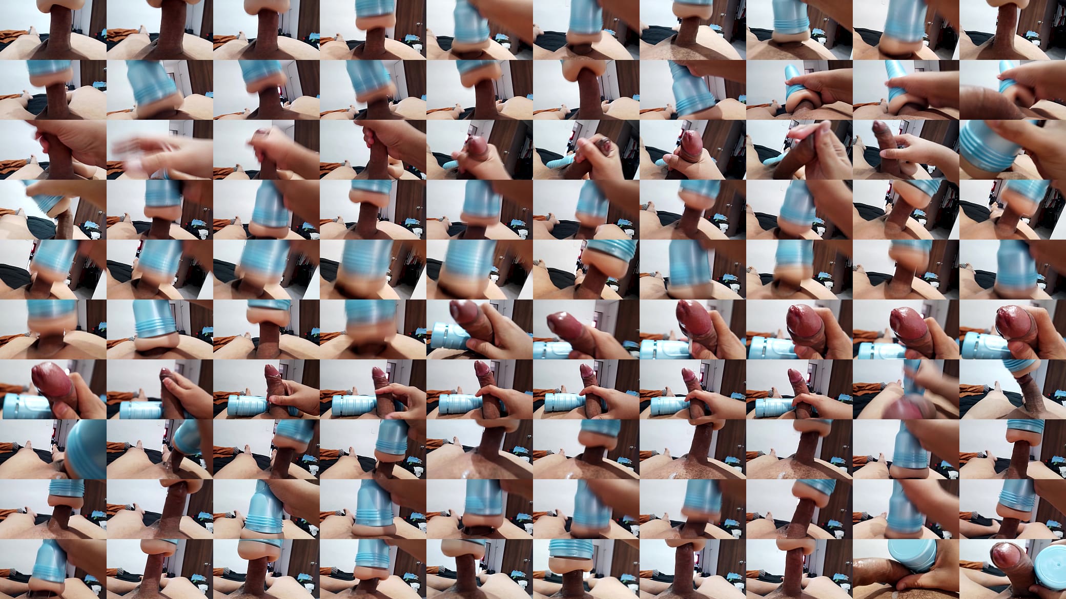 Fleshlight session, jacking off my uncut cock, cumming. September 18, 2023. 预览图