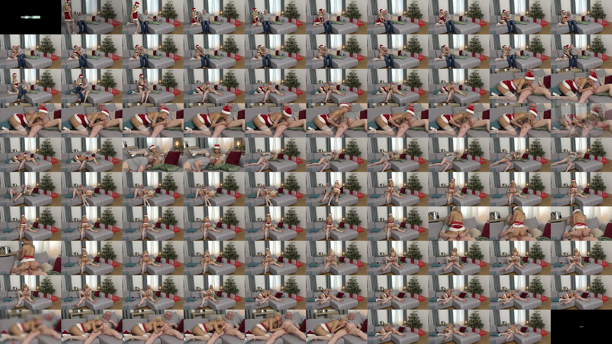 Fucking around the christmas tree. Horny old guy is fucking a blonde sexy Santa girl 预览图