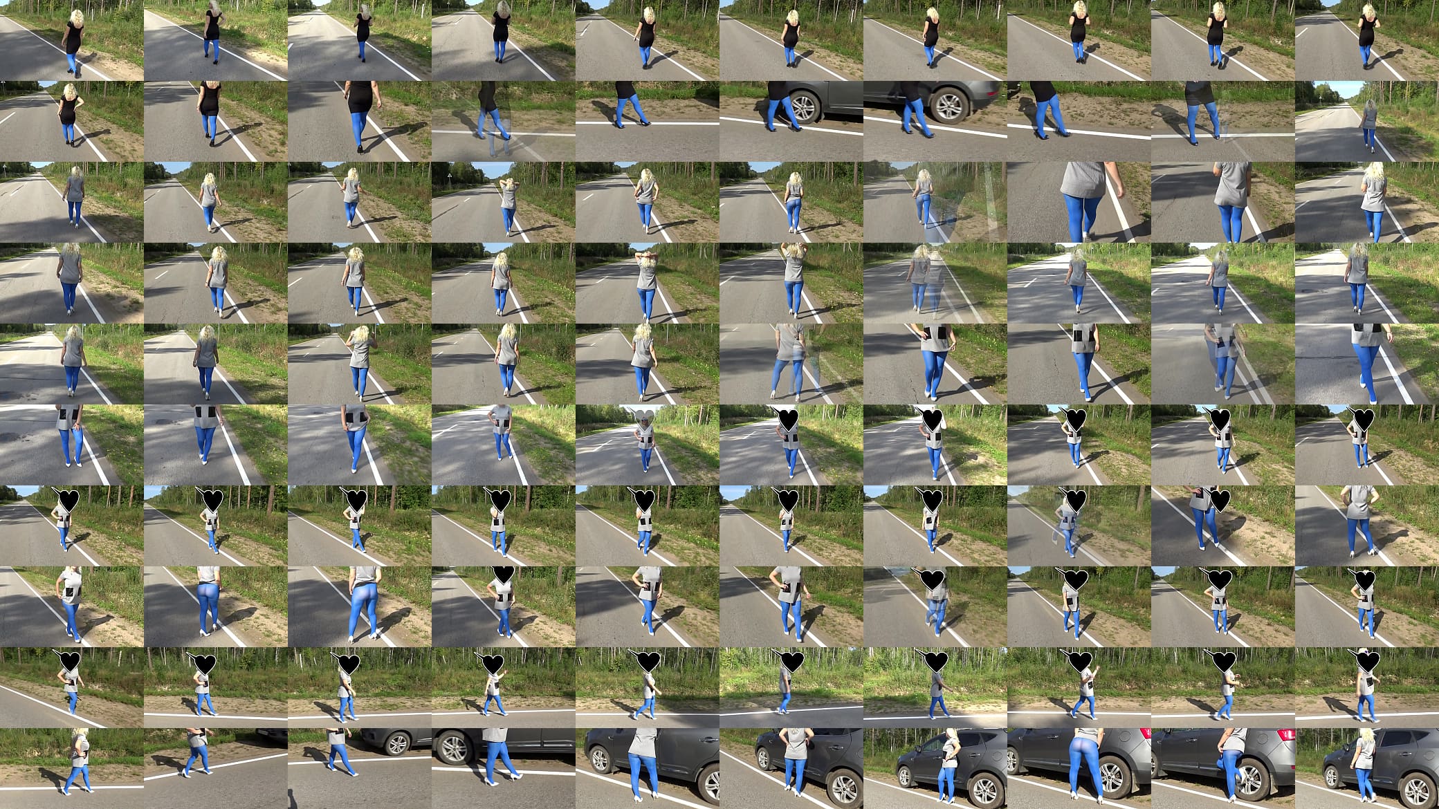 Flashing on the street in blue pantyhose 预览图