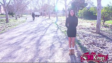 Two cocks for a brat. Amaya Castro gets double the fuck on FAKings