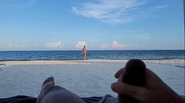 POV: Hot Nude Blonde On Beach Sees My Cock And Cant Resist