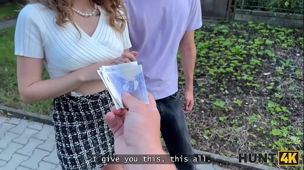 HUNT4K. Sexy babe Una Fairy was picked up by a stranger and was showing her tits on front of BF