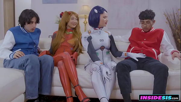 Sexy cosplay girls are looking for a way to go to CUMICON, luckily if you exchange their stepbrothers' cocks they can complete their journey.