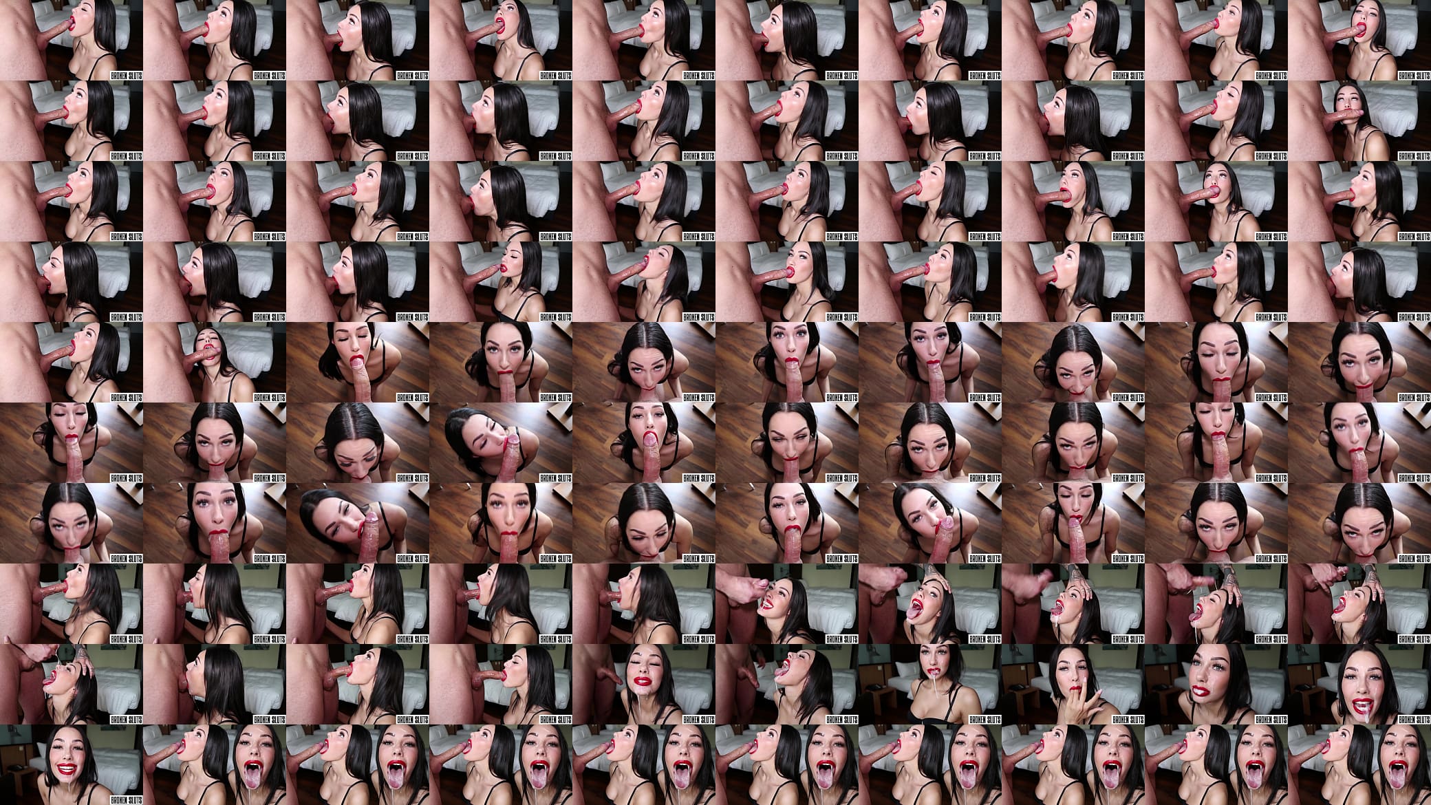 NO HANDS Red Lipstick Deepthroat Leads To A Big Mess On Her Face - THOT GETS THROATED 预览图
