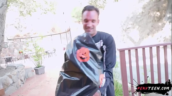 Young Kitty-Costumed Teen Fucked Roughly by Huge Cock at Halloween Party