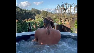 Outdoor Sex with a Hot Blonde MILF in a Hot Tub - Jacuzzi