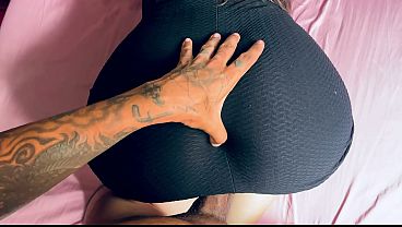 Amateur Doggystyle Sex, Cum on Her Black Dress and Huge Ass