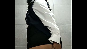 I take a bath in my work uniform - Wet see-through T-shirt without a bra (amateur)