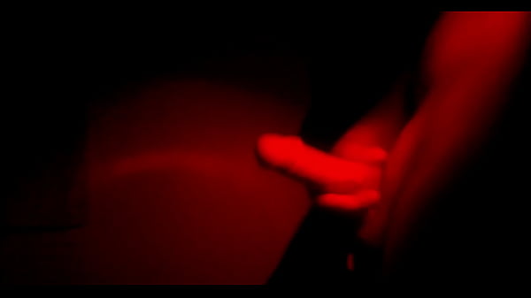 Cumshot after edging masturbation with red light.