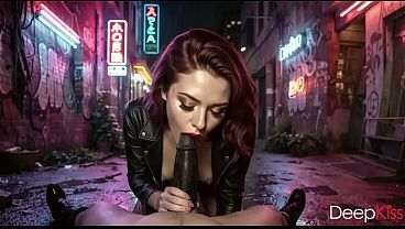 I picked up a horny rocker chick outside a nightclub. She took my cock into her mouth with such relish that I ended up cumming all over her face.[AI]