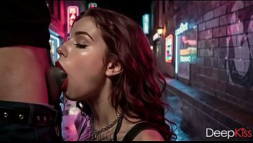 I picked up a horny rocker chick outside a nightclub. She took my cock into her mouth with such relish that I ended up cumming all over her face.[AI]