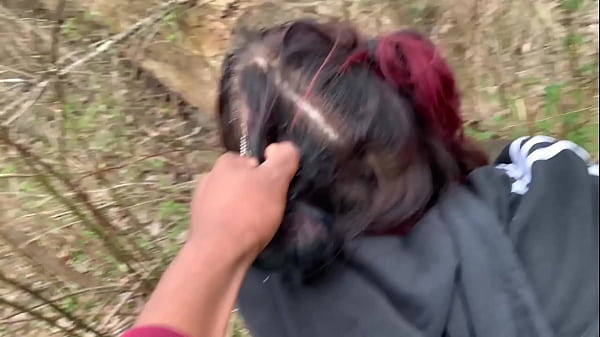 Forsakenoutlaw - Emo slut gets fucked on tree stump in public