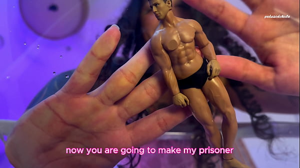 Giantess uses the small human as a sex toy. Facesitting. Pee desperation.