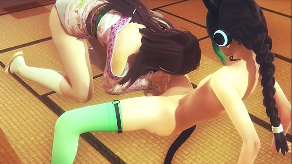 Download Video - Yaoi Femboy Demon Slayer - Nezuko Femboy Suck and fucked in a tatami - Sissy crossdress Japanese Asian Manga Anime Game Porn Gay