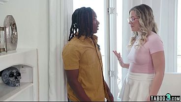 Blonde teen nympho River Lynn studying on her classmates big black cock