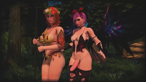 Shemale Fairy Fucks Amazon in the Forest - 3D A...