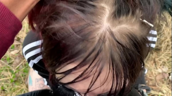 Emo slut takes dick in public park