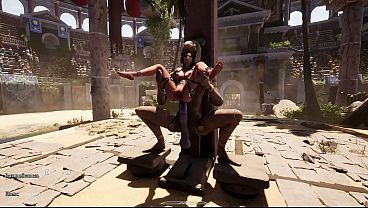 The ancient statue awakened and began rhythmically fucking Lara Croft in her tight ass. BDSM outfit. 3D Hentai Animation