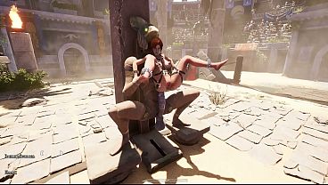 The ancient statue awakened and began rhythmically fucking Lara Croft in her tight ass. BDSM outfit. 3D Hentai Animation