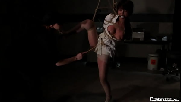 Bound Asian slave butt plugged