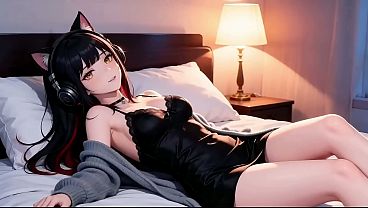 A sexy girl with black and red hair, performing an extremely difficult pose. Perfect oral sex, deep throat You must come and have a look! AI-generated