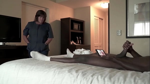 Jacking My BBC In Motel Room And The Housekeeper Walked In