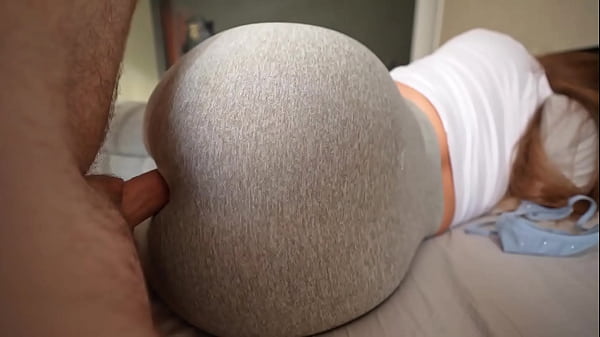 Step sister caught me jerking off and I fucked her through a hole in her leggings