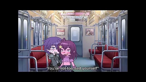Boy and girl dominate each other in the subway