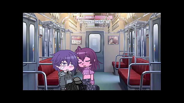 Boy and girl dominate each other in the subway