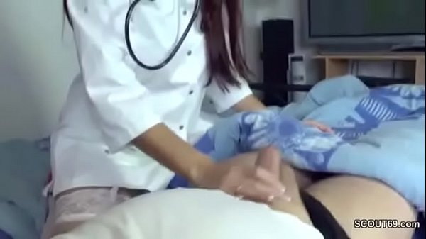 Nurse jerks off her patient