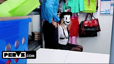 Security Officer Interrogates Masked Thief Hannah and Makes Her Submit to His Authority