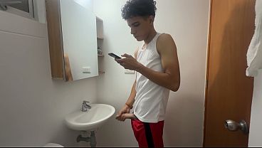 Stepmother discovers her stepson is addicted to masturbating to her photos and teaches him a life lesson.