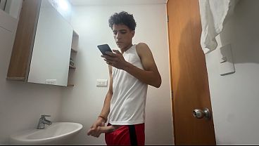 Stepmother discovers her stepson is addicted to masturbating to her photos and teaches him a life lesson.